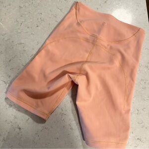 Lululemon Ribbed Neon Peach Bike Shorts